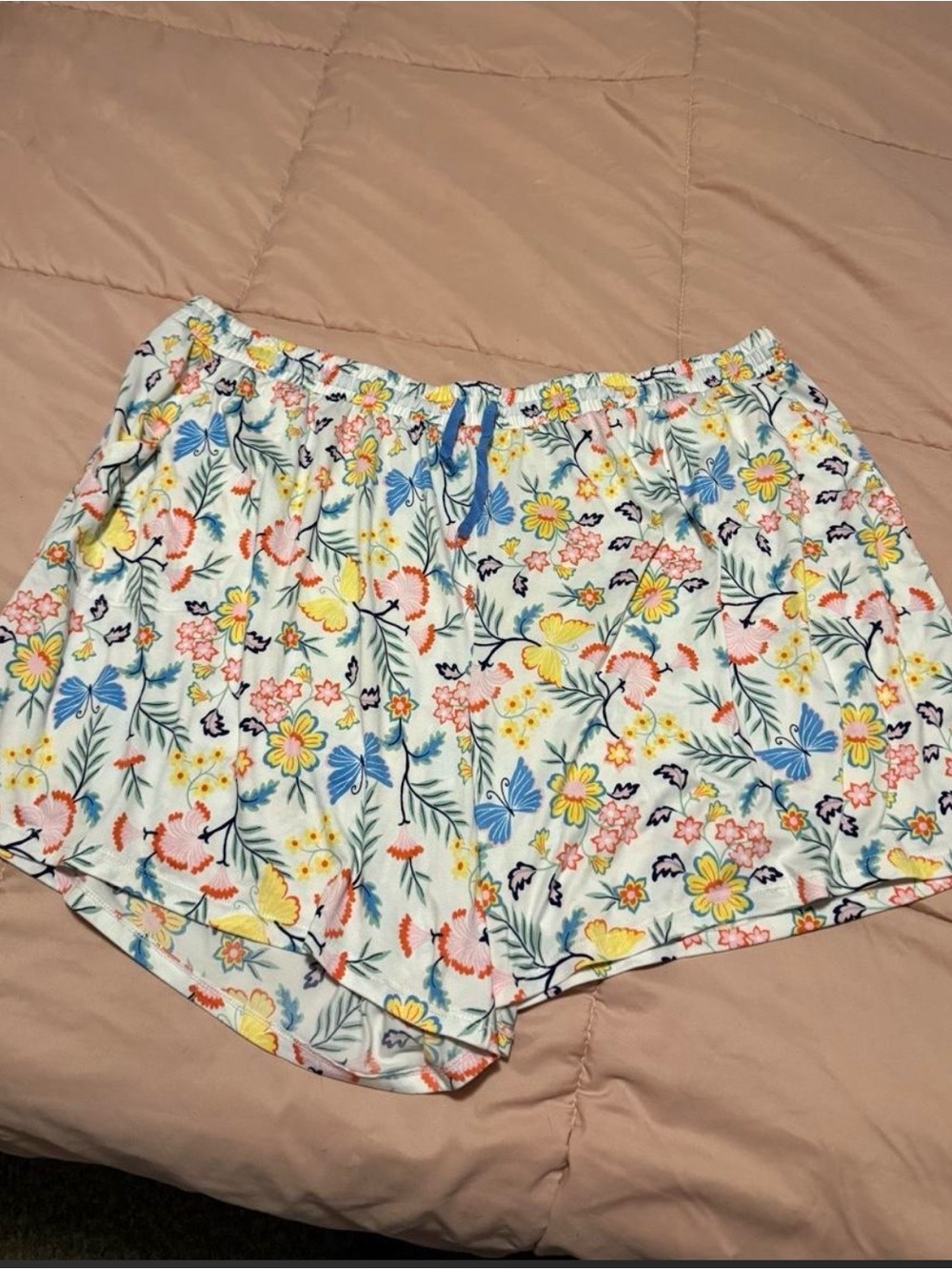 Floral Summer Lounge Shorts - White Multi 3x